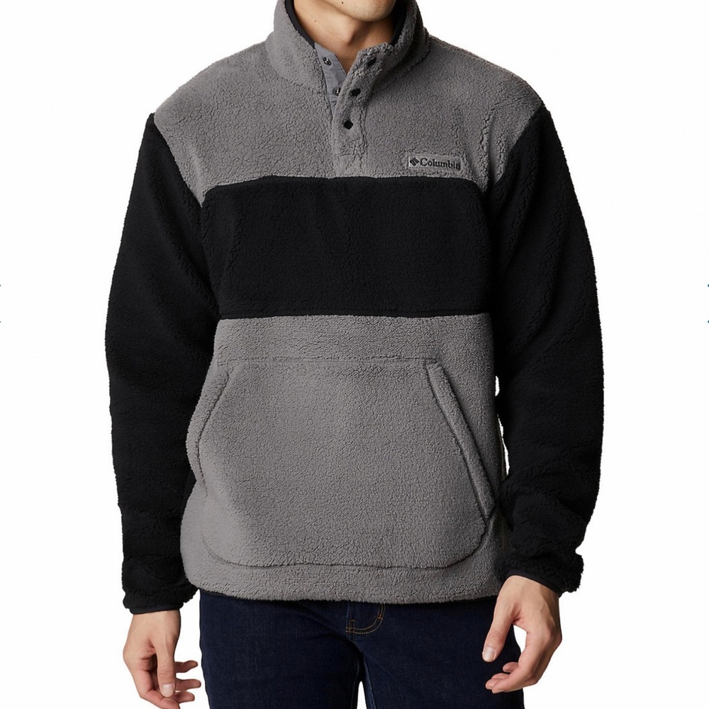 NWT🍁Columbia Men’s Rugged Ridge™ Sherpa Half-Snap Jacket Gray Black XL